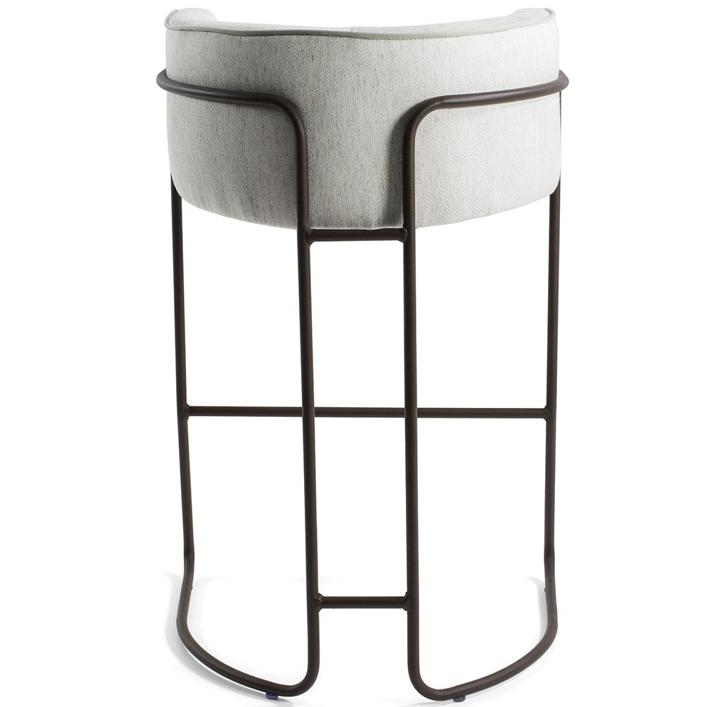 Kit 02 Banquetas Decorativa Fixa Base de Aço Choco Betina D02 Linho Creme A-48 - Lyam Decor