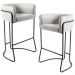 Kit 02 Banquetas Decorativa Fixa Base de Aço Preto Betina D02 Linho Creme A-48 - Lyam Decor