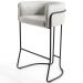 Kit 02 Banquetas Decorativa Fixa Base de Aço Preto Betina D02 Linho Creme A-48 - Lyam Decor