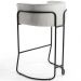 Kit 02 Banquetas Decorativa Fixa Base de Aço Preto Betina D02 Linho Creme A-48 - Lyam Decor