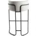 Kit 02 Banquetas Decorativa Fixa Base de Aço Preto Betina D02 Linho Creme A-48 - Lyam Decor