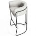 Kit 02 Banquetas Decorativa Fixa Base de Aço Preto Betina D02 Linho Creme A-48 - Lyam Decor
