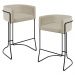 Kit 02 Banquetas Decorativas Fixa Base de Aço Preto Betina D02 Corano Bege C-26 - Lyam Decor