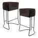 Kit 02 Banquetas Decorativas Fixa Base de Aço Preto Betina D02 Corano Marrom C-34 - Lyam Decor