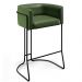 Kit 02 Banquetas Decorativas Fixa Base de Aço Preto Betina D02 Corano Verde Musgo B-89 - Lyam Decor