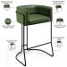 Kit 02 Banquetas Decorativas Fixa Base de Aço Preto Betina D02 Corano Verde Musgo B-89 - Lyam Decor