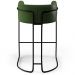 Kit 02 Banquetas Decorativas Fixa Base de Aço Preto Betina D02 Corano Verde Musgo B-89 - Lyam Decor
