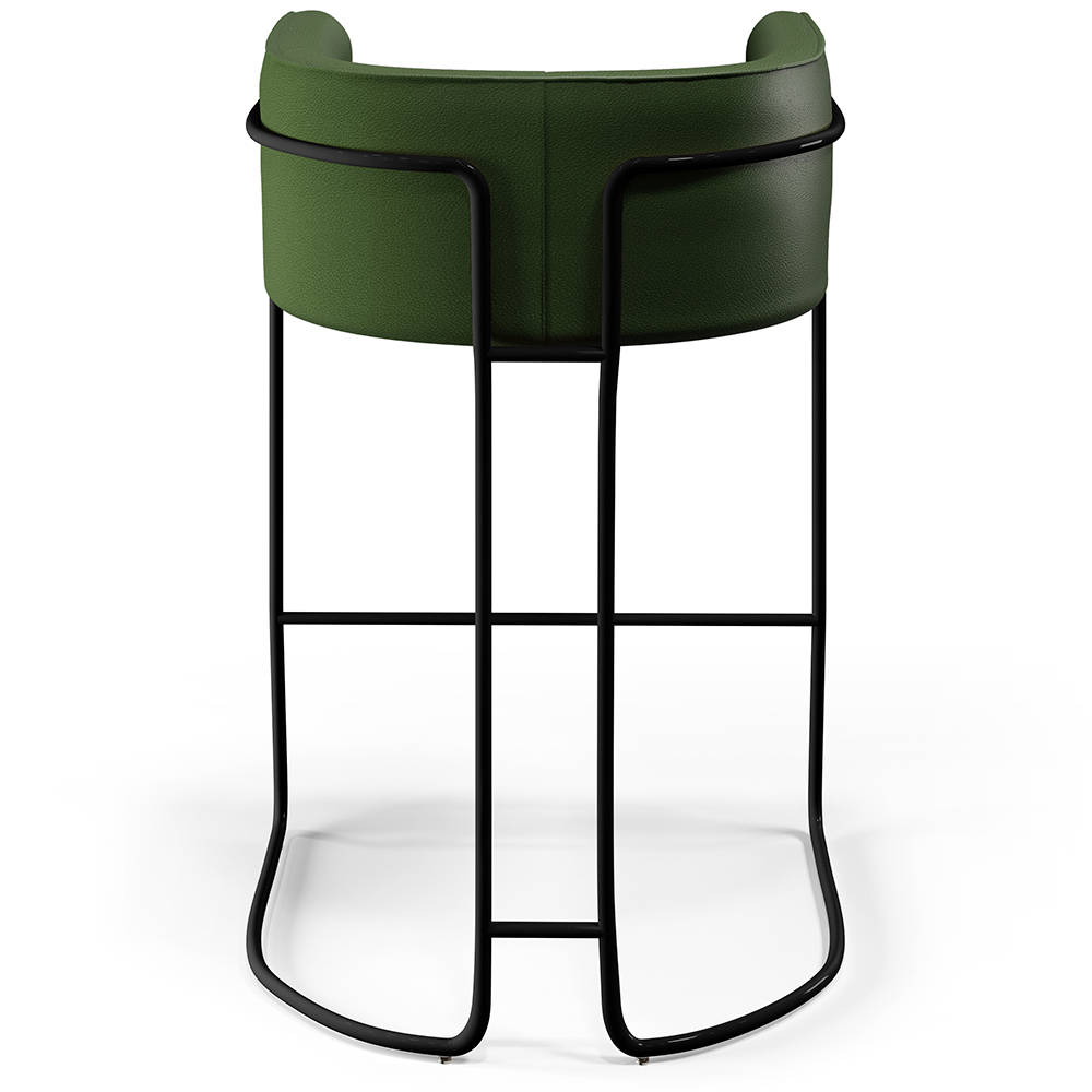 Kit 02 Banquetas Decorativas Fixa Base de Aço Preto Betina D02 Corano Verde Musgo B-89 - Lyam Decor