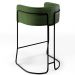 Kit 02 Banquetas Decorativas Fixa Base de Aço Preto Betina D02 Corano Verde Musgo B-89 - Lyam Decor
