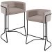 Kit 02 Banquetas Decorativas Fixa Base de Aço Preto Betina D02 Linho Bege C-107 - Lyam Decor