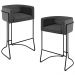 Kit 02 Banquetas Decorativas Fixa Base de Aço Preto Betina D02 Linho Cinza C-416- Lyam Decor