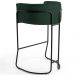 Kit 02 Banquetas Decorativas Fixa Base de Aço Preto Betina D02 Linho Verde Musgo C-117 - Lyam Decor