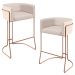 Kit 02 Banquetas Decorativas Fixa Base de Aço Preto Betina D02 Veludo Bege C-309 - Lyam Decor