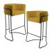 Kit 02 Banquetas Decorativas Fixa Base de Aço Preto Betina D02 Veludo Mostarda C-279 - Lyam Decor