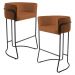 Kit 02 Banquetas Decorativas Fixa Base de Aço Preto Betina D02 Veludo Telha C-262 - Lyam Decor