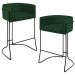 Kit 02 Banquetas Decorativas Fixa Base de Aço Preto Betina D02 Veludo Verde Musgo  C-303- Lyam Decor