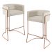 Kit 02 Banquetas Decorativas Fixas Base De Aço Cobre Betina D02 Linho Cru C-443 - Lyam Decor