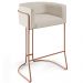 Kit 02 Banquetas Decorativas Fixas Base De Aço Cobre Betina D02 Linho Cru C-443 - Lyam Decor
