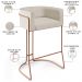 Kit 02 Banquetas Decorativas Fixas Base De Aço Cobre Betina D02 Linho Cru C-443 - Lyam Decor