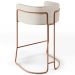 Kit 02 Banquetas Decorativas Fixas Base De Aço Cobre Betina D02 Linho Cru C-443 - Lyam Decor