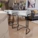 Kit 02 Banquetas Decorativas Fixas Base De Aço Preto Betina D02 Corano Branco C-12 - Lyam Decor