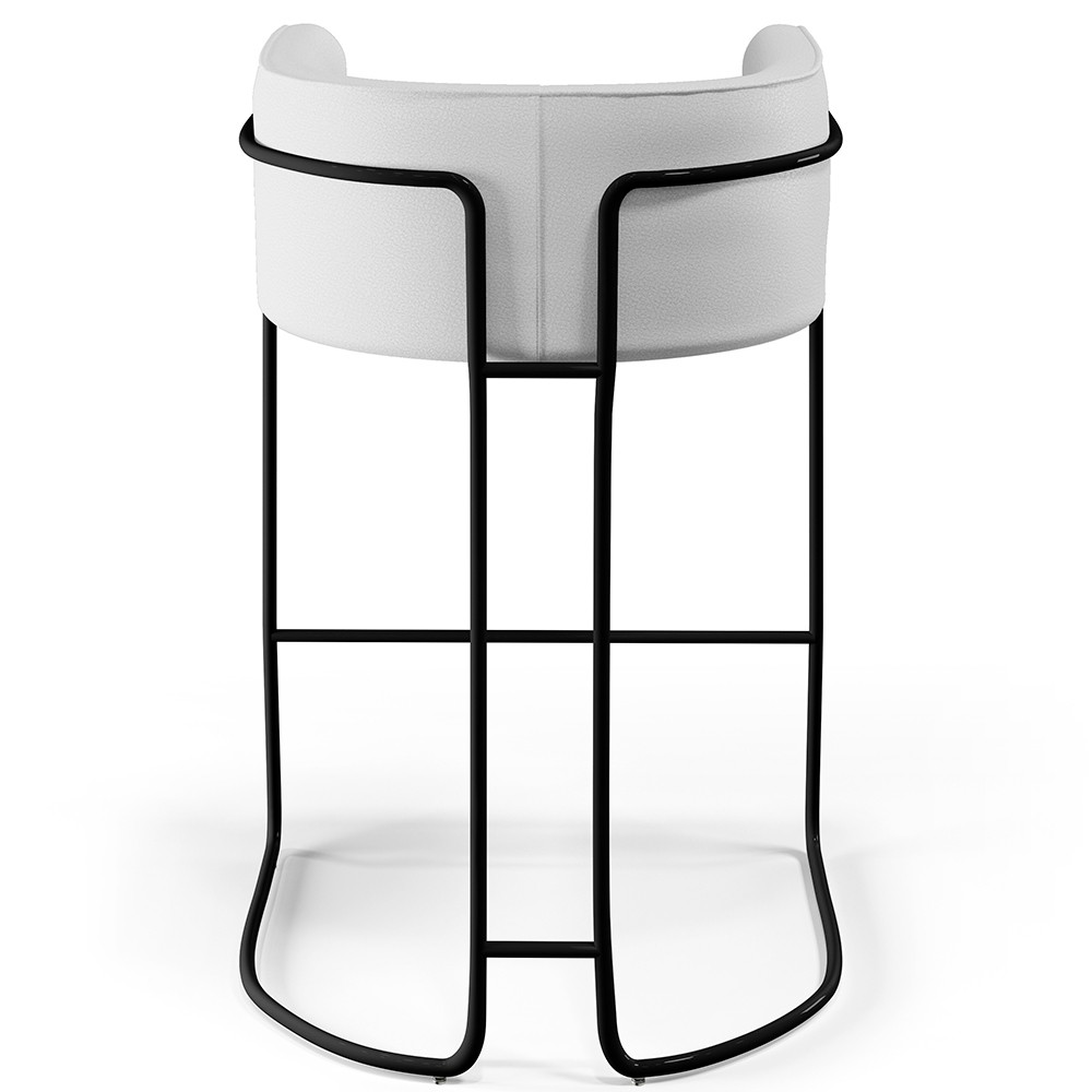 Kit 02 Banquetas Decorativas Fixas Base De Aço Preto Betina D02 Corano Branco C-12 - Lyam Decor