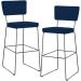 Kit 02 Banquetas Para Cozinha Sala De Jantar Base Em Aço Allana L02 Suede Azul Marinho - Lyam Decor
