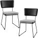 Kit 02 Cadeira Decorativa Estofada Sala Jantar Allana L02 Couríssimo Preto Linho Cinza - Lyam Decor