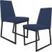 Kit 02 Cadeira Para Sala Jantar Base Aço Industrial Preto Dafne L02 Suede Azul Marinho - Lyam Decor