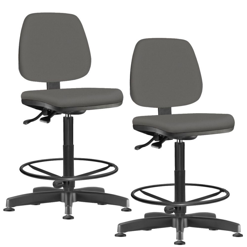 Kit 02 Cadeiras Caixa Alta Giratória Job L02 Crepe Cinza - Lyam Decor