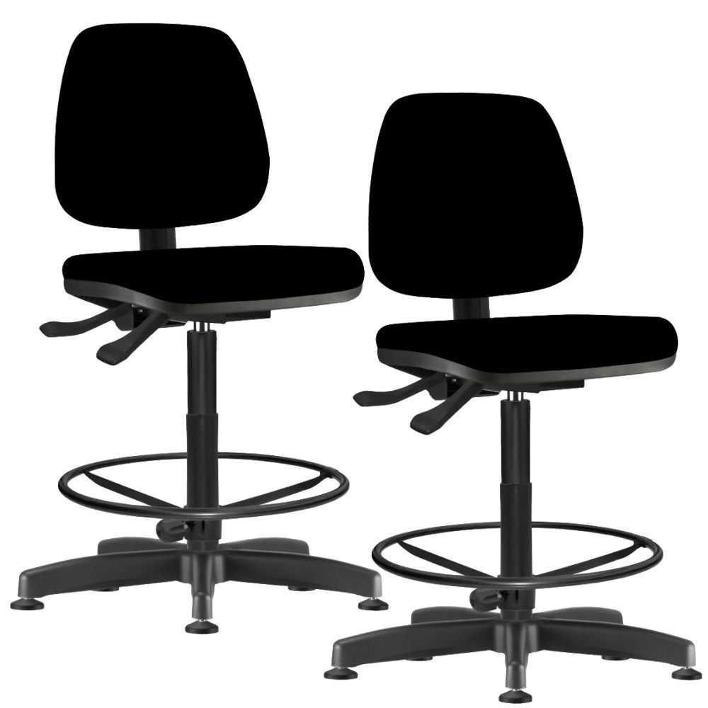 Kit 02 Cadeiras Caixa Alta Giratória Job L02 Crepe Preto - Lyam Decor