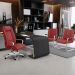 Kit 02 Cadeiras De Escritório Fixa Executiva New Onix F02 Tecido Sintético Vermelho - Lyam Decor