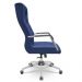 Kit 02 Cadeiras De Escritório Giratória Presidente Base Cromada Kirk P03 Vinil Azul - Lyam Decor