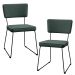 Kit 02 Cadeiras Decorativa Estofada Para Sala Base Em Aço Allana L02 Linho Verde Musgo - Lyam Decor