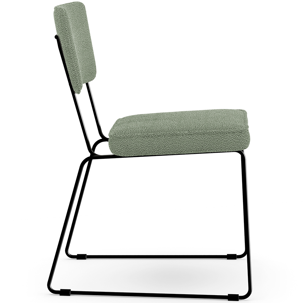 Kit 02 Cadeiras Decorativa Estofada Para Sala De Jantar Base Em Aço Allana L02 Bouclê Oliva - Lyam Decor