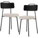 Kit 02 Cadeiras Decorativa Estofada Sala De Jantar Barcelona L02 Couríssimo Preto Linho Bege - Lyam