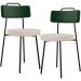 Kit 02 Cadeiras Decorativa Estofada Sala Jantar Barcelona L02 Facto Verde Musgo Linho Bege - Lyam