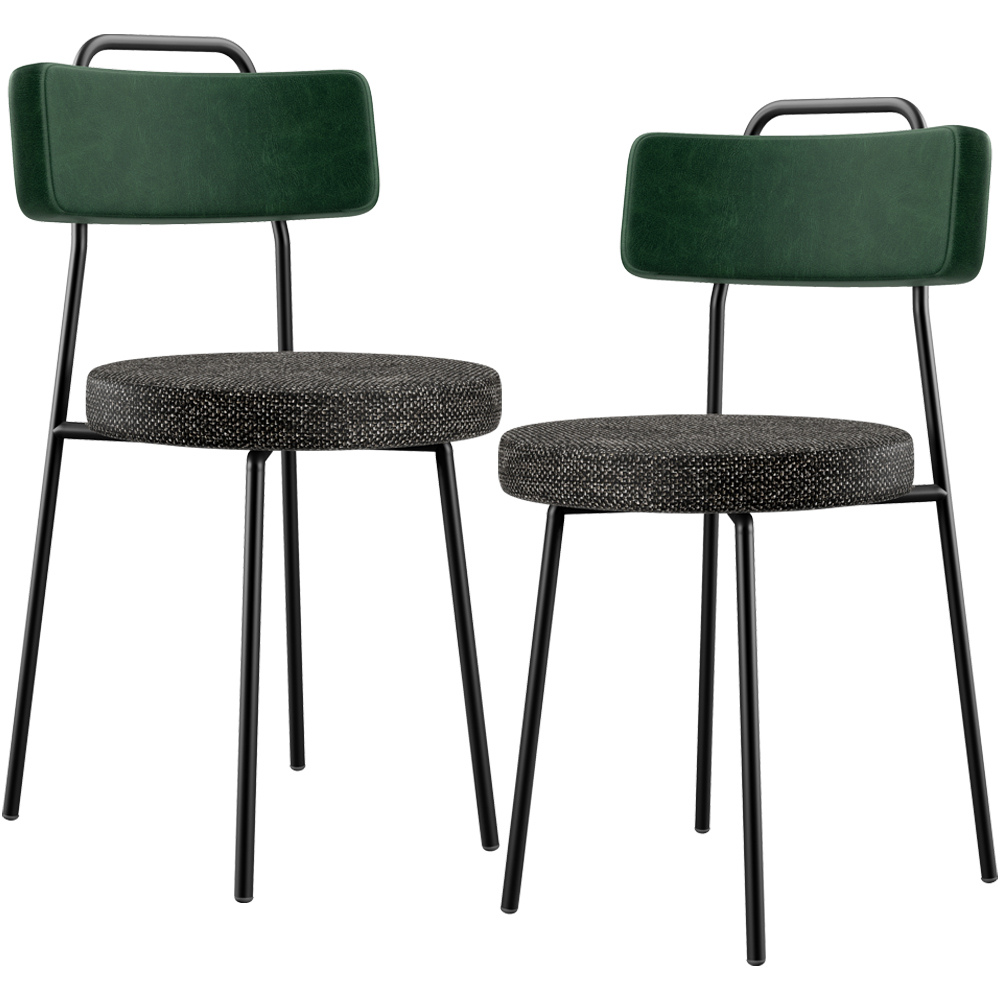 Kit 02 Cadeiras Decorativa Estofada Sala Jantar Barcelona L02 Facto Verde Musgo Linho Chumbo - Lyam