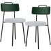 Kit 02 Cadeiras Decorativa Estofada Sala Jantar Barcelona L02 Facto Verde Musgo Linho Cinza - Lyam