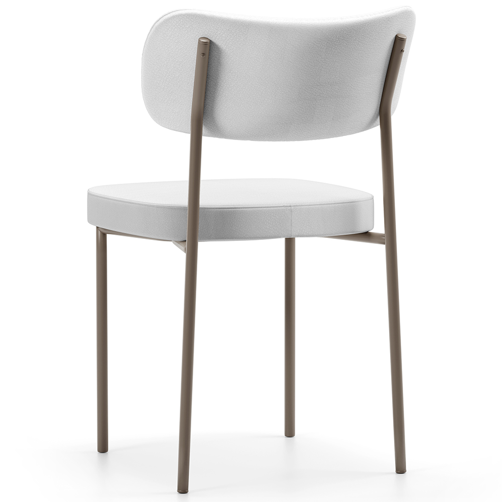 Kit 02 Cadeiras Decorativa Para Sala De Jantar Melina Base Arena L02 Faixa Couríssimo Camel Facto Branco - Lyam Decor