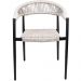 Kit 02 Cadeiras Decorativas Área Gourmet Base Preto Corda Náutica Nevada R01 Amêndoa - Lyam Decor