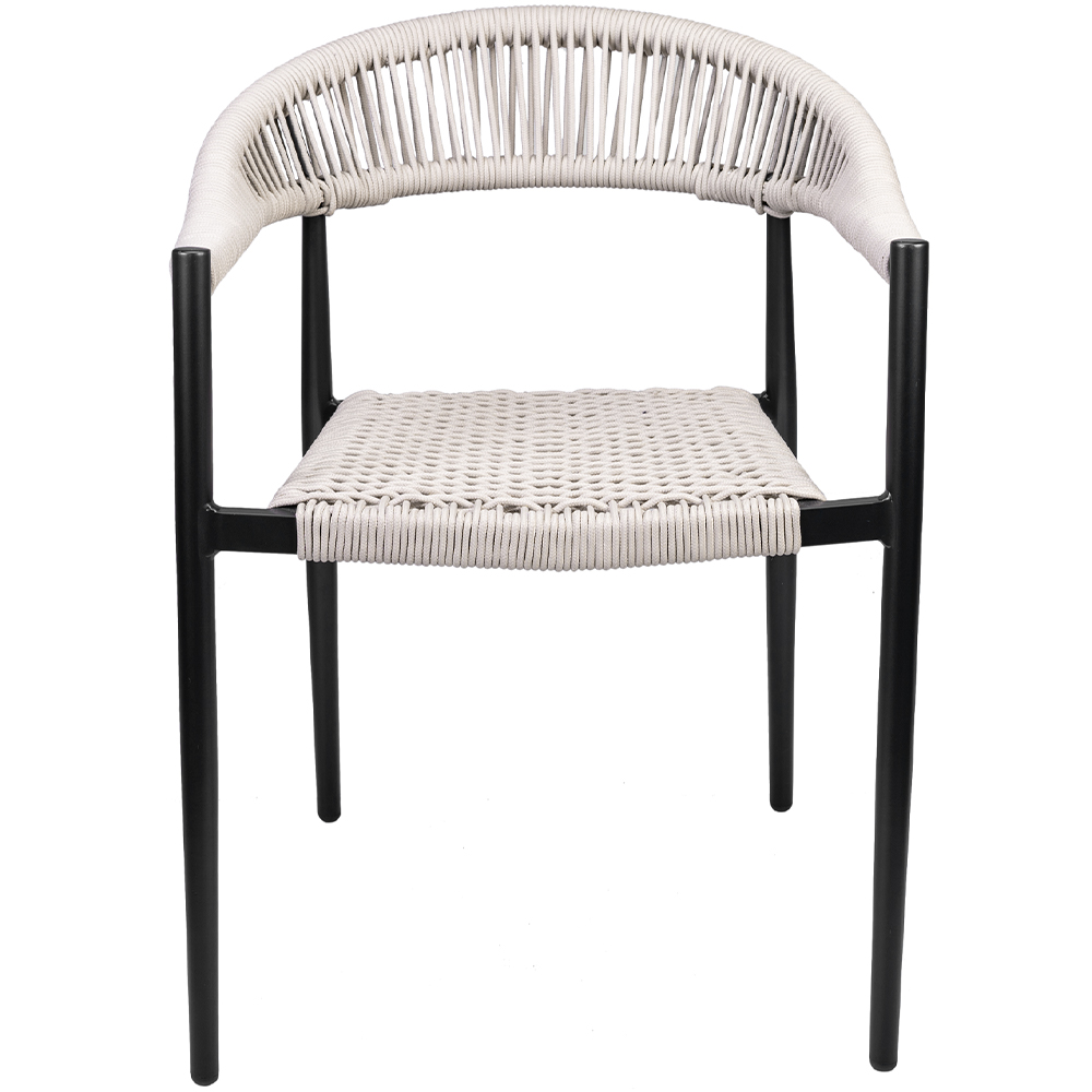 Kit 02 Cadeiras Decorativas Área Gourmet Base Preto Corda Náutica Nevada R01 Amêndoa - Lyam Decor