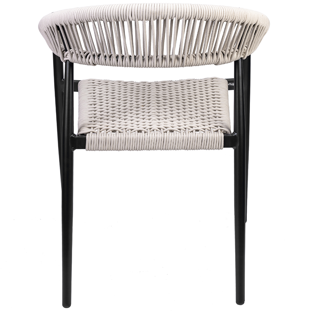 Kit 02 Cadeiras Decorativas Área Gourmet Base Preto Corda Náutica Nevada R01 Amêndoa - Lyam Decor