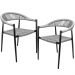 Kit 02 Cadeiras Decorativas Área Gourmet Base Preto Corda Náutica Nevada R01 Chumbo - Lyam Decor