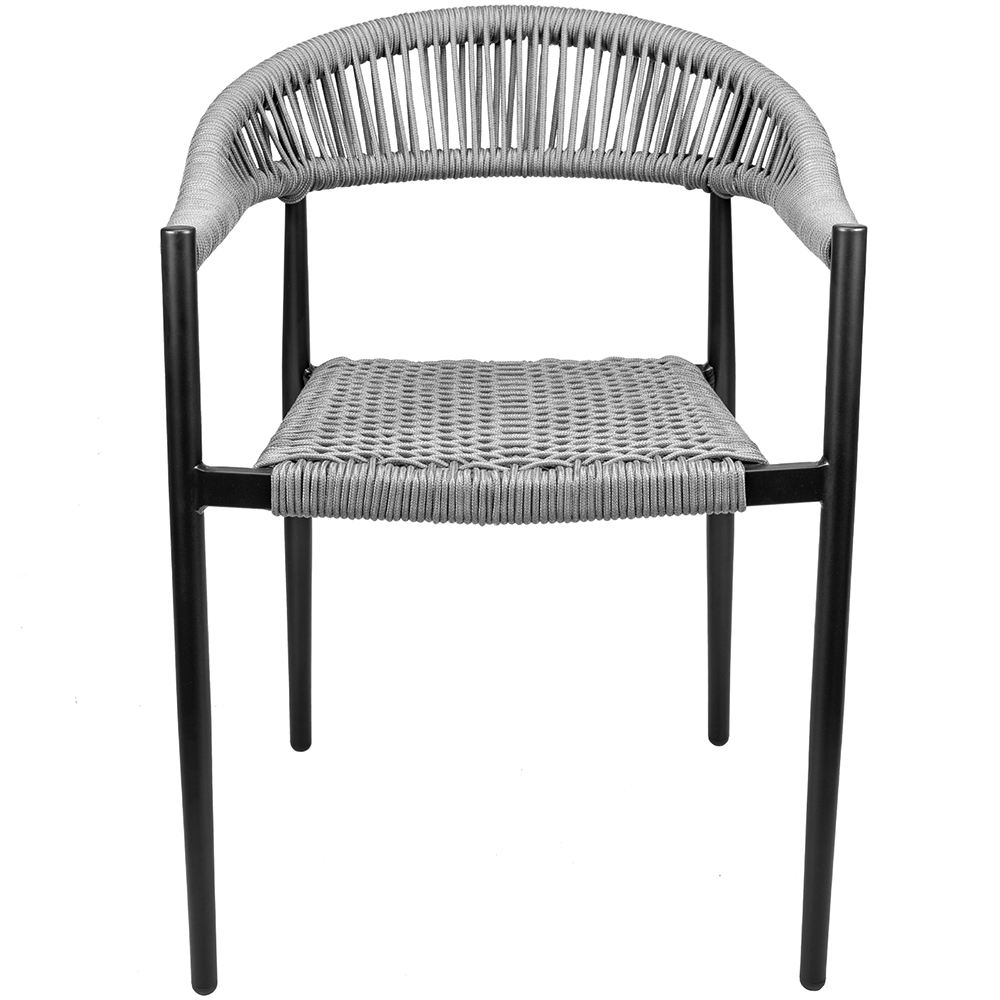 Kit 02 Cadeiras Decorativas Área Gourmet Base Preto Corda Náutica Nevada R01 Chumbo - Lyam Decor