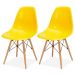 Kit 02 Cadeiras Decorativas Eiffel Charles Eames F03 Amarelo com Pés de Madeira - Lyam Decor