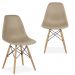Kit 02 Cadeiras Decorativas Eiffel Charles Eames F03 Nude com Pés de Madeira - Lyam Decor