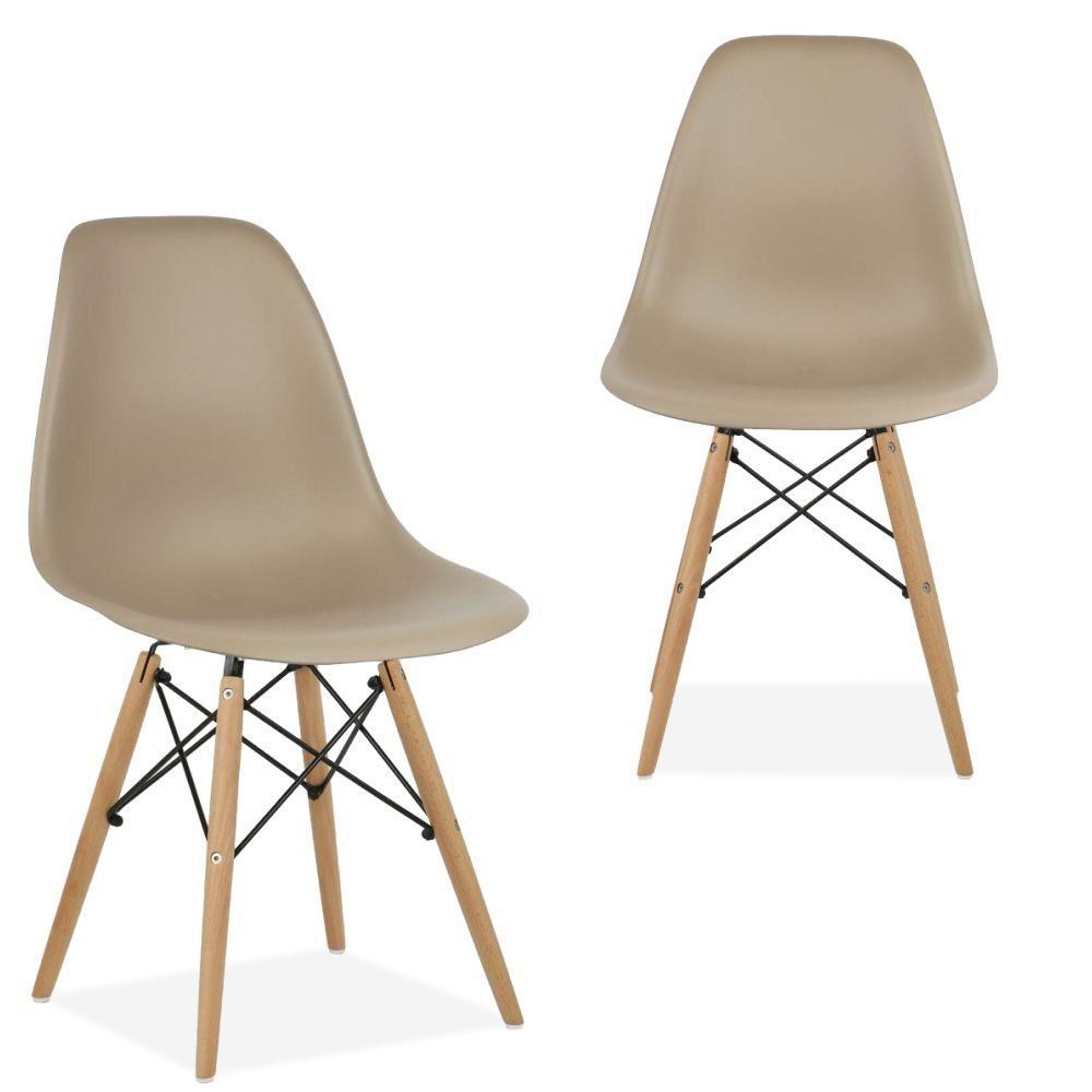 Kit 02 Cadeiras Decorativas Eiffel Charles Eames F03 Nude com Pés de Madeira - Lyam Decor