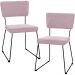 Kit 02 Cadeiras Decorativas Estofada Base De Aço Allana L02 Bouclê Rosê - Lyam Decor