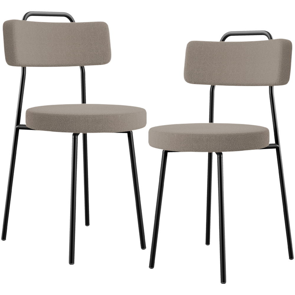 Kit 02 Cadeiras Decorativas Estofada Para Sala De Jantar Barcelona L02 Bouclê Bege - Lyam Decor